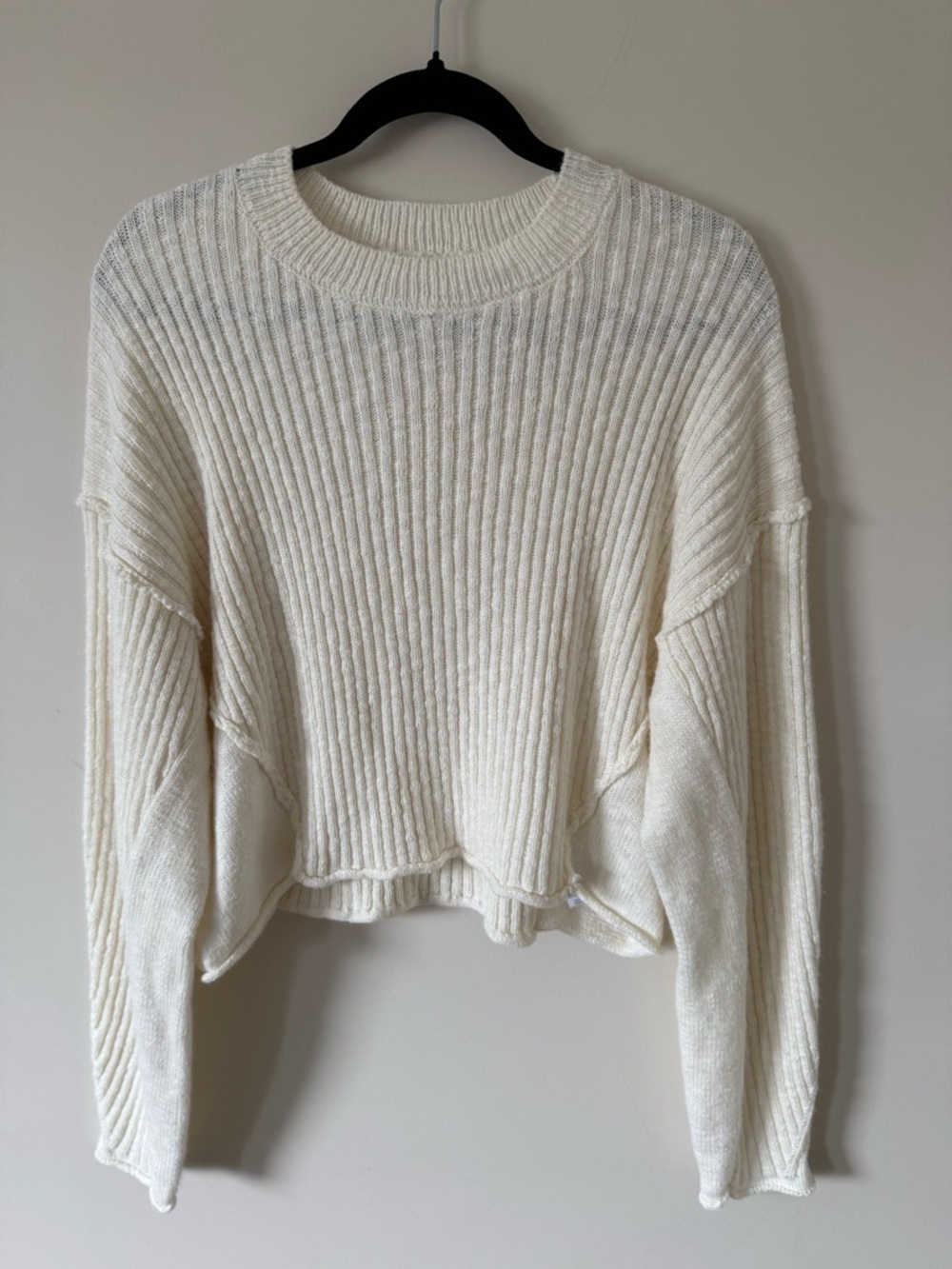 34. | Wild Skye | Cream Ribbed Cropped Crewneck Sweater | L